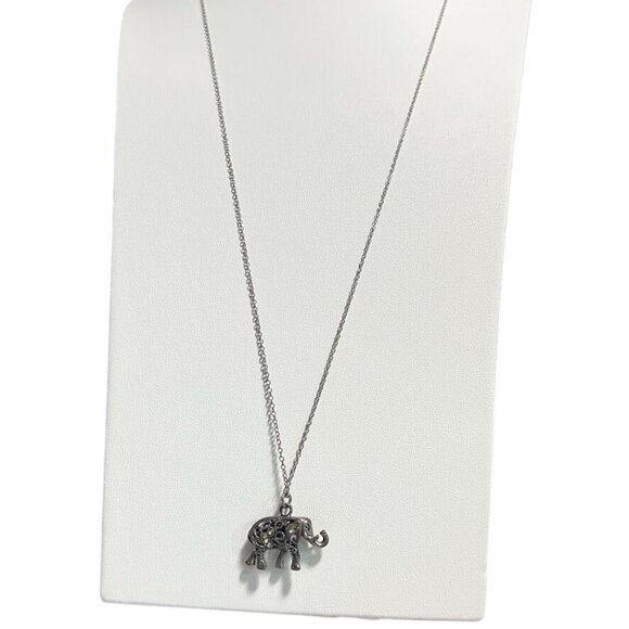 Boho Elephant Jewelry SSet Silver-Tone Filigree Necklace and Dangle Earrings - Picture 7 of 7